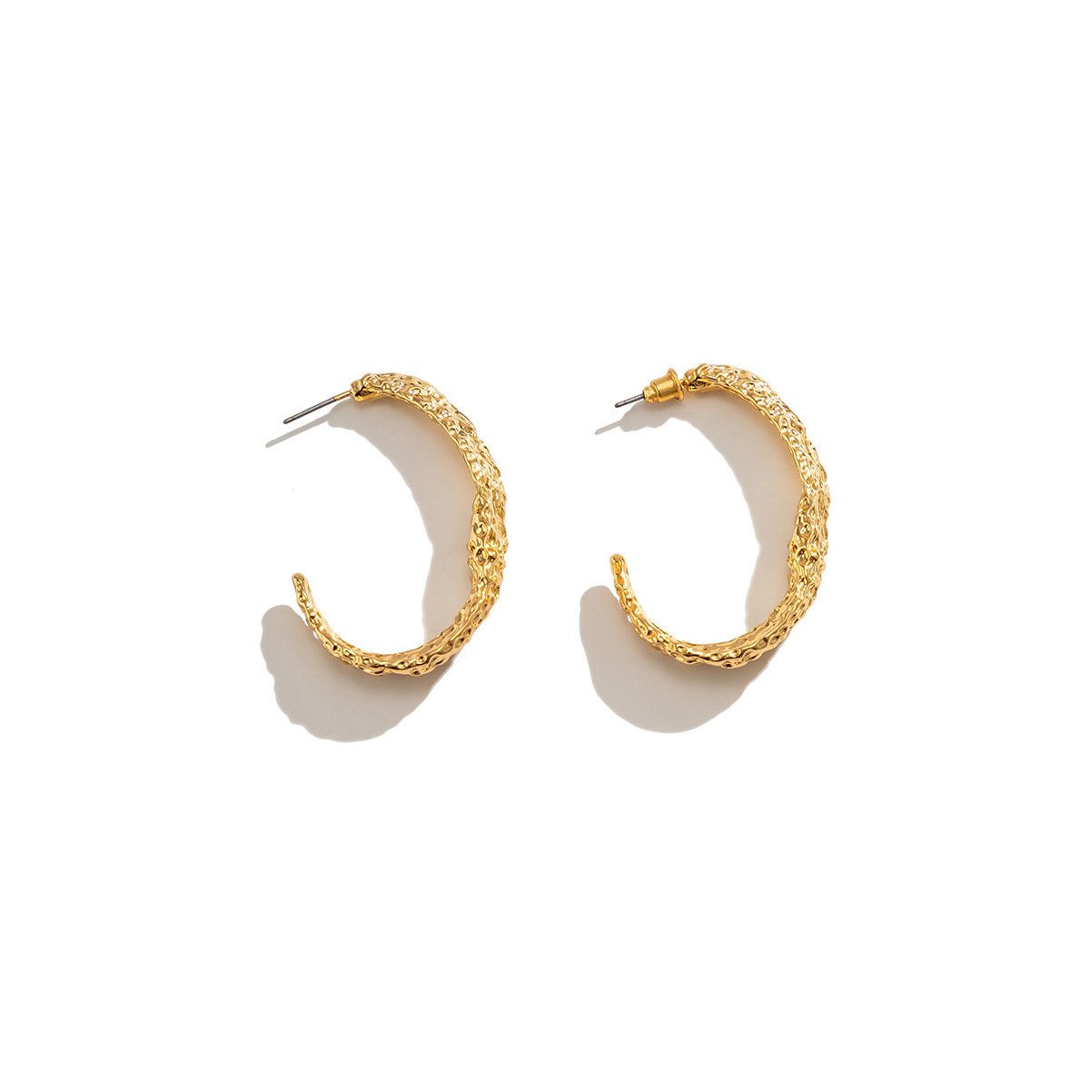 Jewelry simple C-shaped irregular pockmark earrings femininity business cold geometric earrings