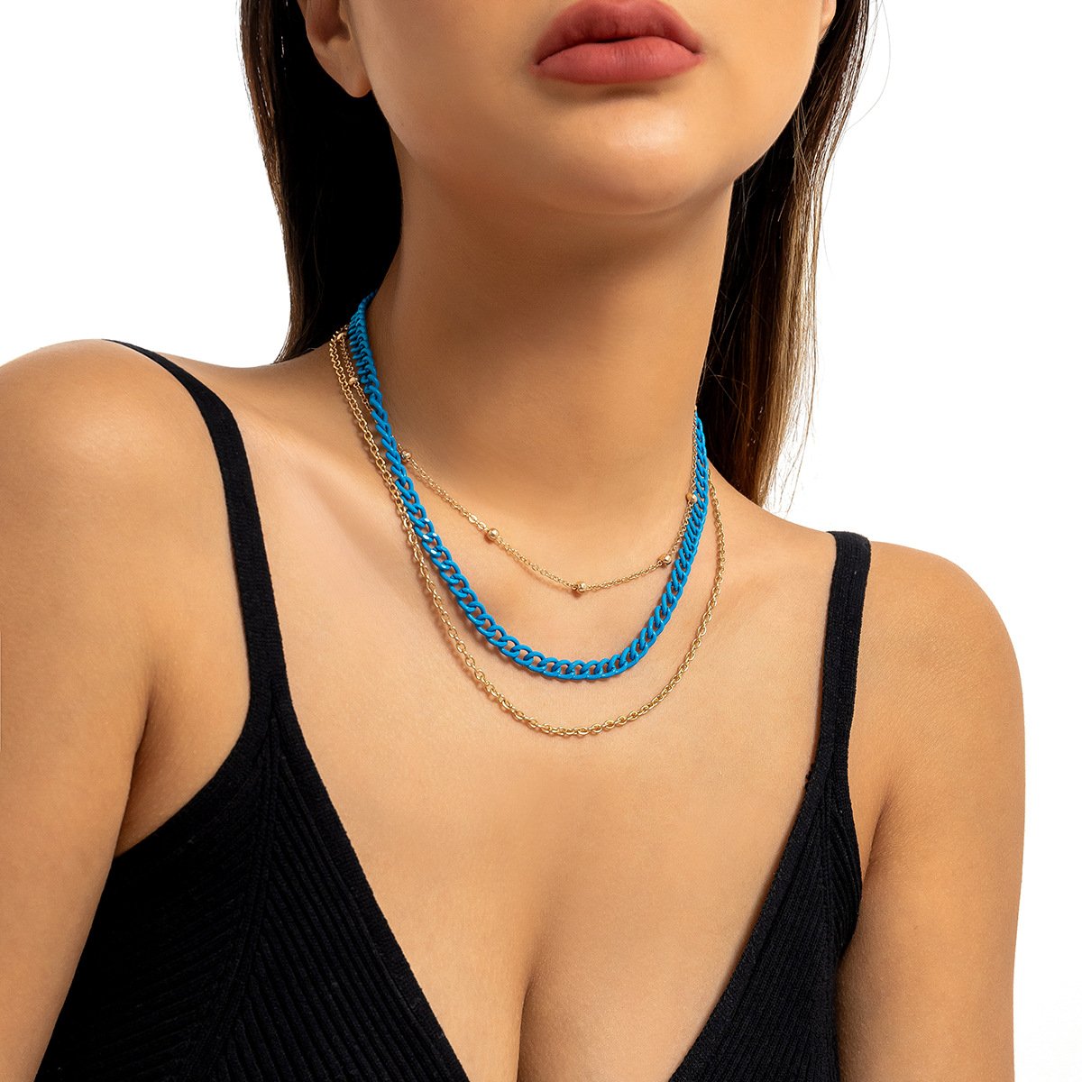 Jewelry Niche Indifferent Metal Chain Clavicle Necklace Fashion Versatile Geometric Multilayer Necklace