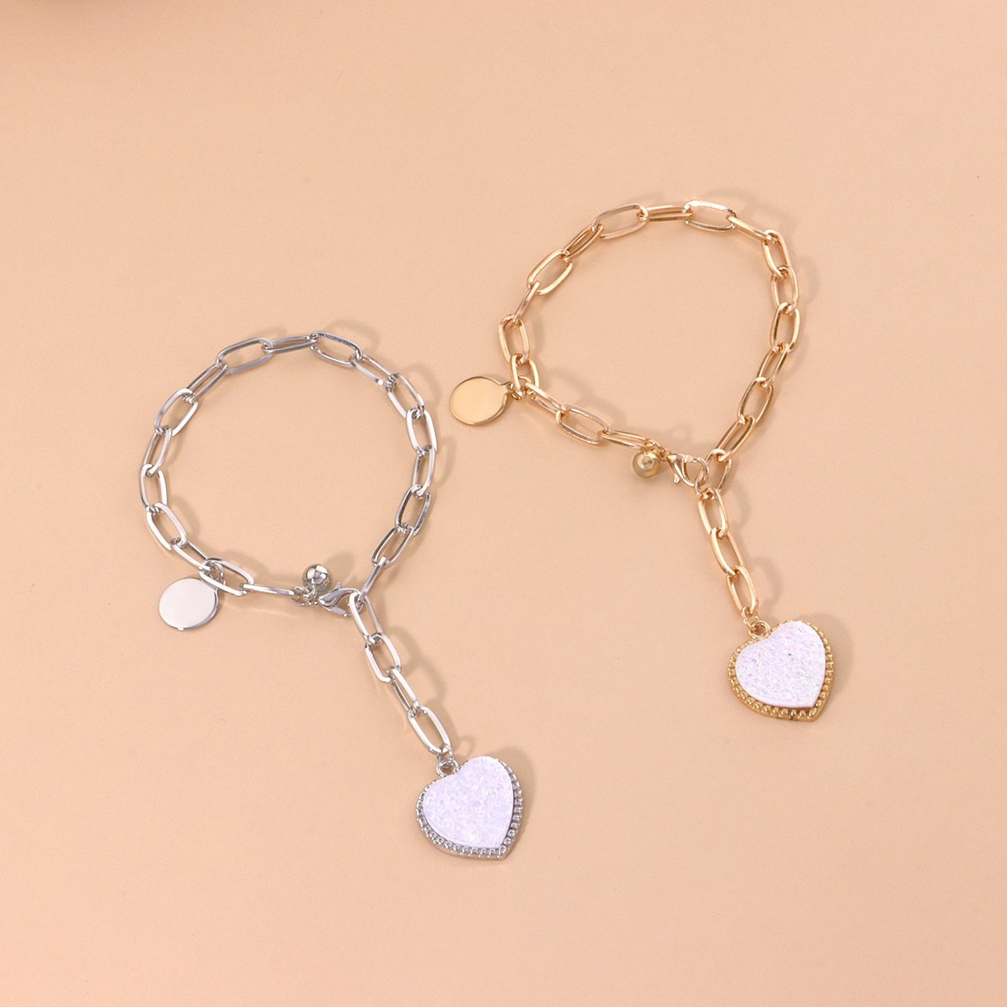 Jewelry Fashion Personality Peach Heart Bracelet Female Exaggerated Thick Chain Handmade Love Bracelet Jewelry