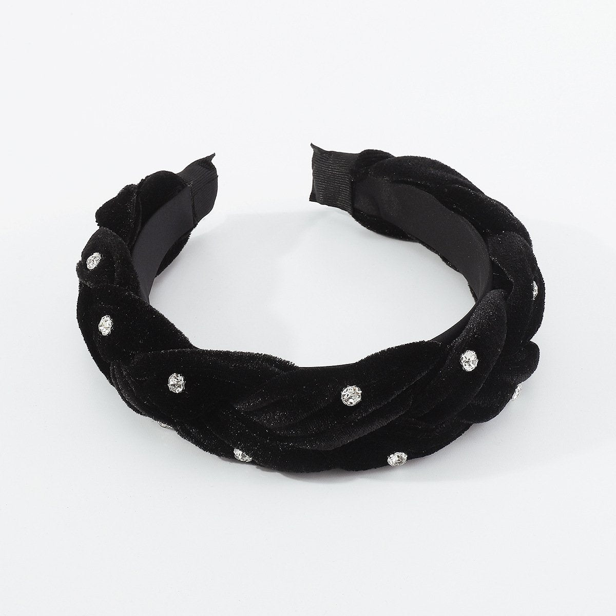 F5247 Small fragrant velvet cloth rhinestone hair hoop female niche twist braid sweet elegant retro geometric head hoop