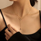 ins personalized fashion stainless steel single-layer simple double love shell adjustable necklace titanium steel small fresh pendant
