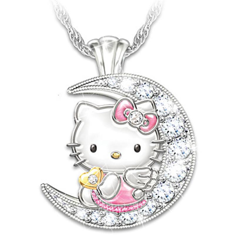Jewelry Children's Pendant Necklace Female Moon Cute Animal Accessories Cartoon Kitten Jewelry