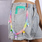 Candy color high street retro color resin chain trend acrylic mushroom head pendant pants chain