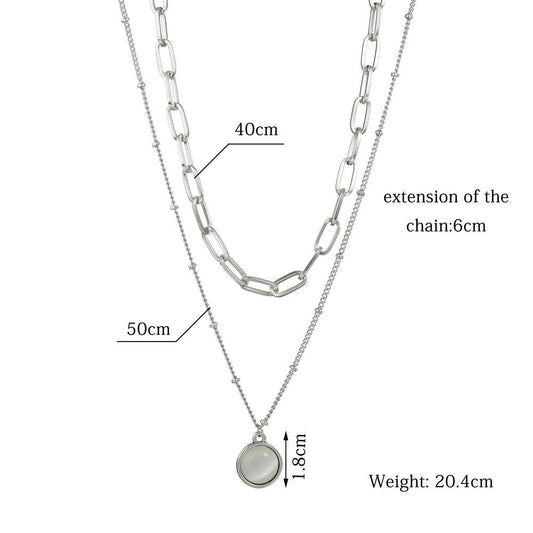 ins multi-layer chain cat's eye pendant necklace women's accessories