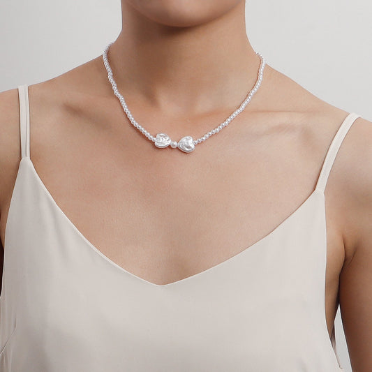 Jewelry Versatile Imitation Baroque Love Pearl Necklace Female Ins Beaded Necklace Niche Design