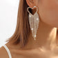 E1966 Exaggerated Claw Chain Tassel Internet Celebrity Earrings Cold Heart Shaped Diamond Personalized Retro Earrings