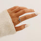 Simple and cold blue diamond eyes copper micro-inlaid open ring ladies beautiful and fresh retro rings for ladies