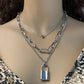 Jewelry Simple Exaggerated Thick Chain Necklace Women's Retro Multi-layer Geometric Lock Heart Necklace