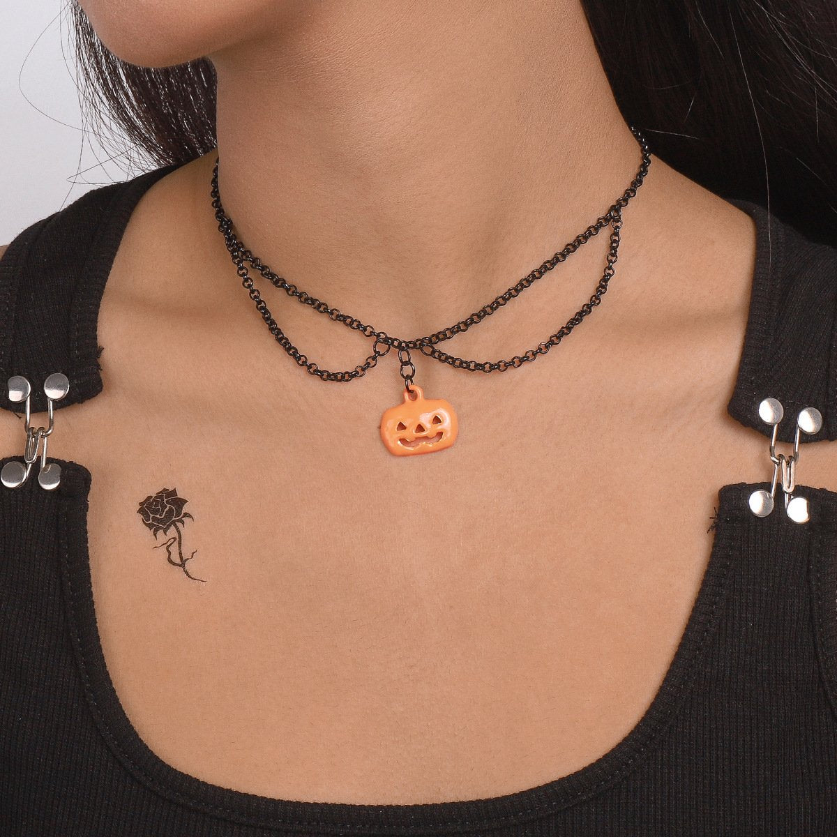 N9446 Personality Necklace Halloween Dripping Oil Pumpkin Exaggerated Necklace Dark Department Exaggerated Necklace Female