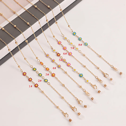 Jewelry trendy color dripping oil flower glasses chain accessories mask hanging chain female