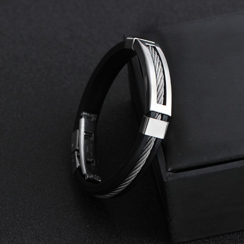 Jewelry Stainless Steel Bracelet Fashion Personality Titanium Steel Silicone Bracelet Bracelet