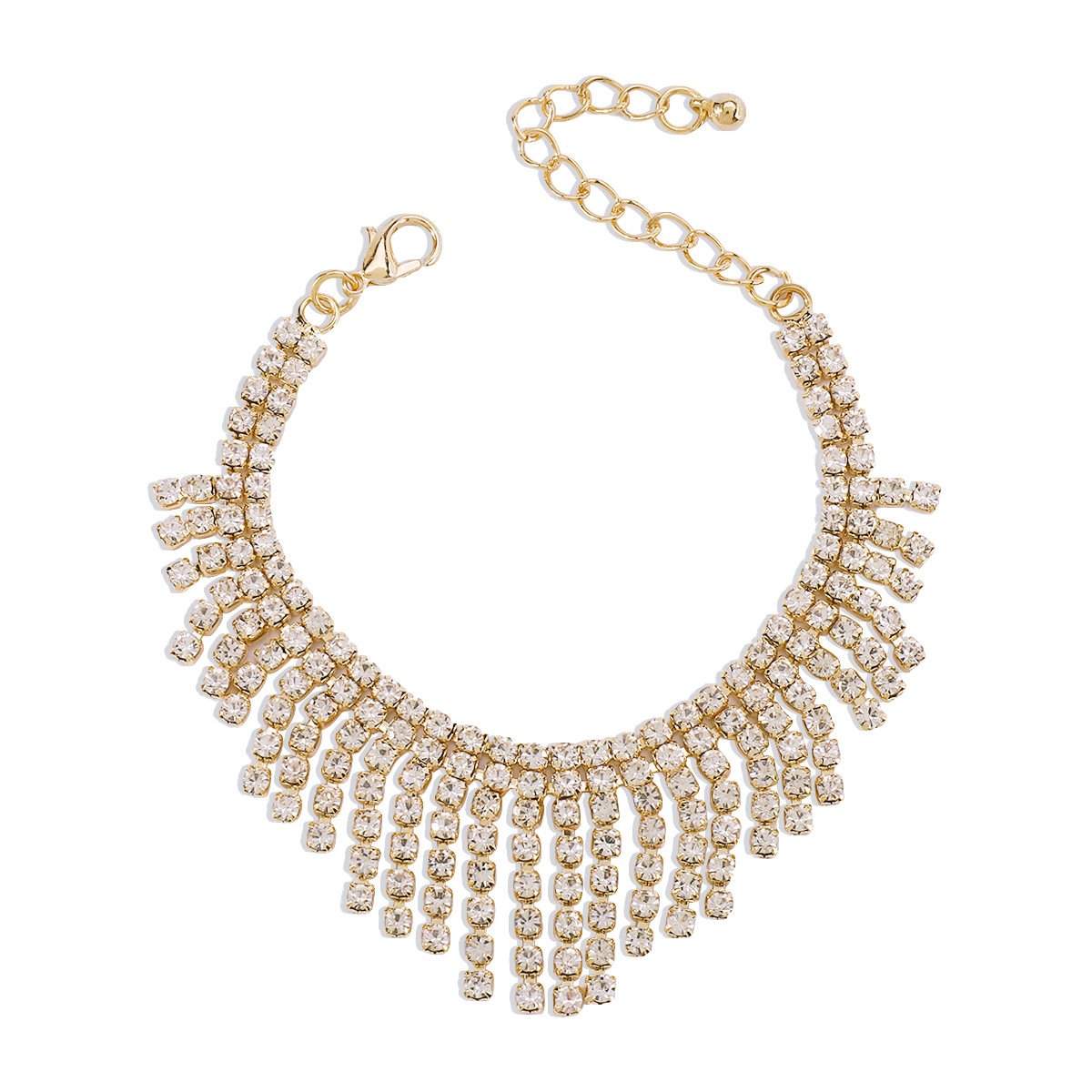 B1895 Net Red Blogger Temperament Rhinestone Tassel Bracelet Light Luxury Trendy Geometric Full Diamond Trend Hand Jewelry Female