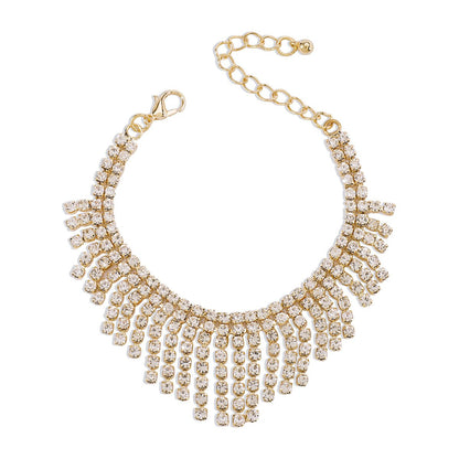 B1895 Net Red Blogger Temperament Rhinestone Tassel Bracelet Light Luxury Trendy Geometric Full Diamond Trend Hand Jewelry Female