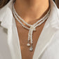 Jewelry Retro Trend Pearl Tassel Necklace Female Personality Simple Diamond Water Drop Gemstone Necklace