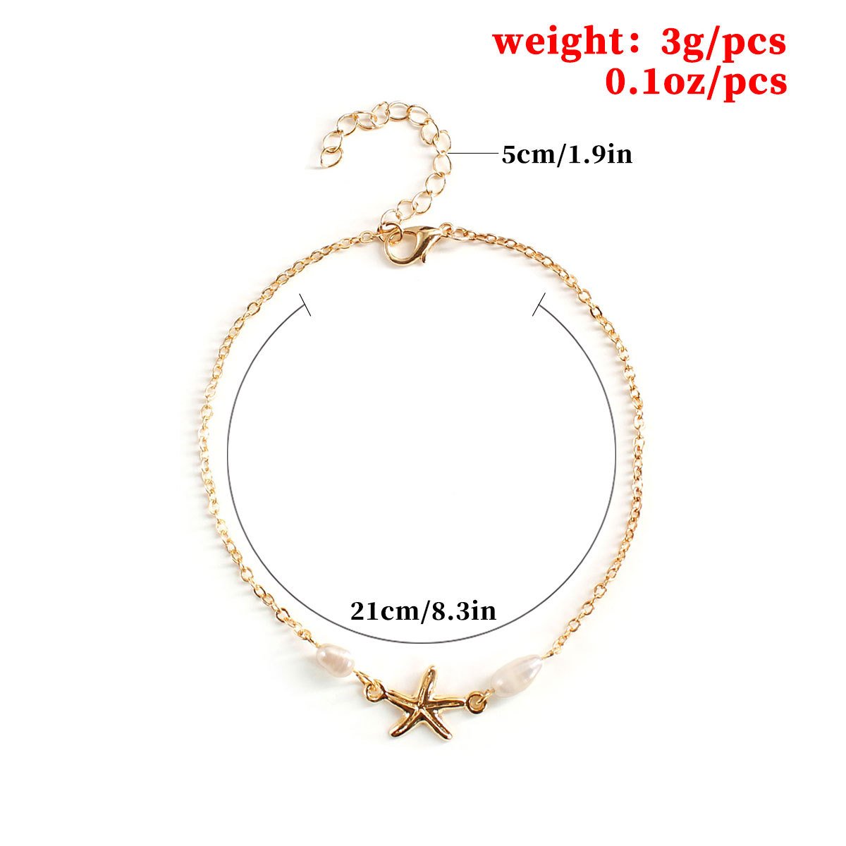 Simple beach anklets handmade tassel five-pointed star anklet starfish real pearl accessories