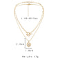 Frosty double-layer gold star moon sun OT buckle chain retro simple all-match ladies necklace