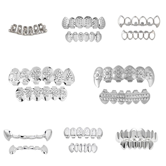 HIPHOP full diamond metal hip hop poker shape braces fashion trend rock denture jewelry