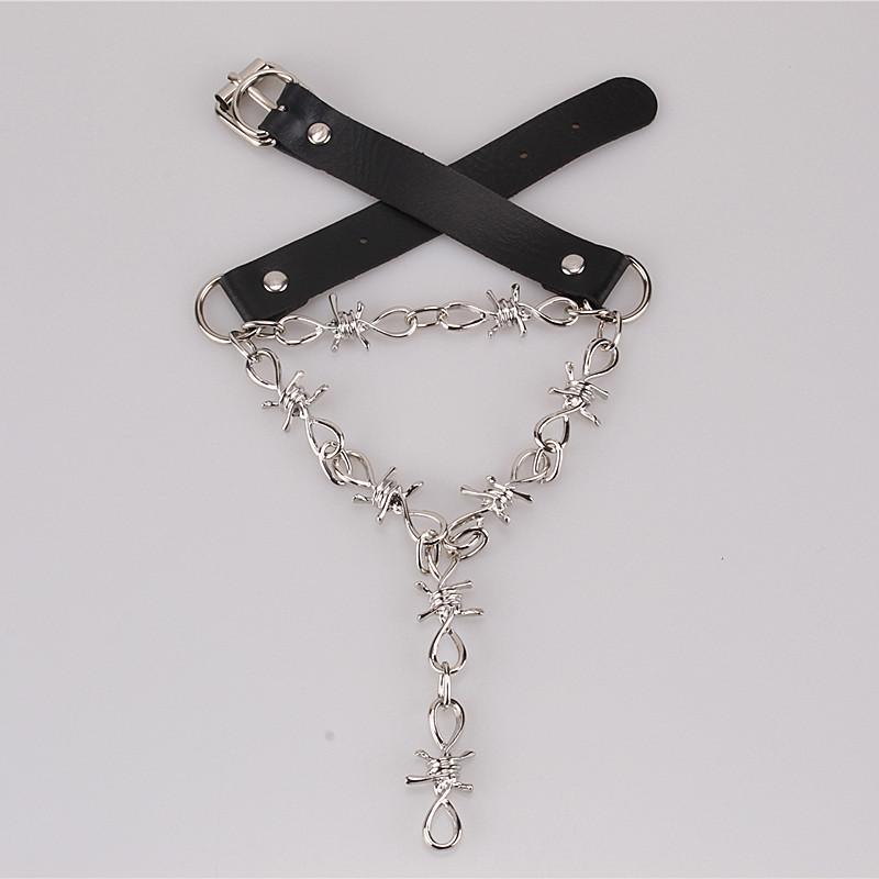 Necklace Jewelry Retro Punk Multilayer Leather Collar Thorn Thorn Necklace Street Trendy Accessories