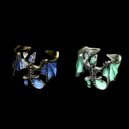Hip Hop Pterodactyl Luminous Wings Open Ring Halloween Street Metal Ornaments