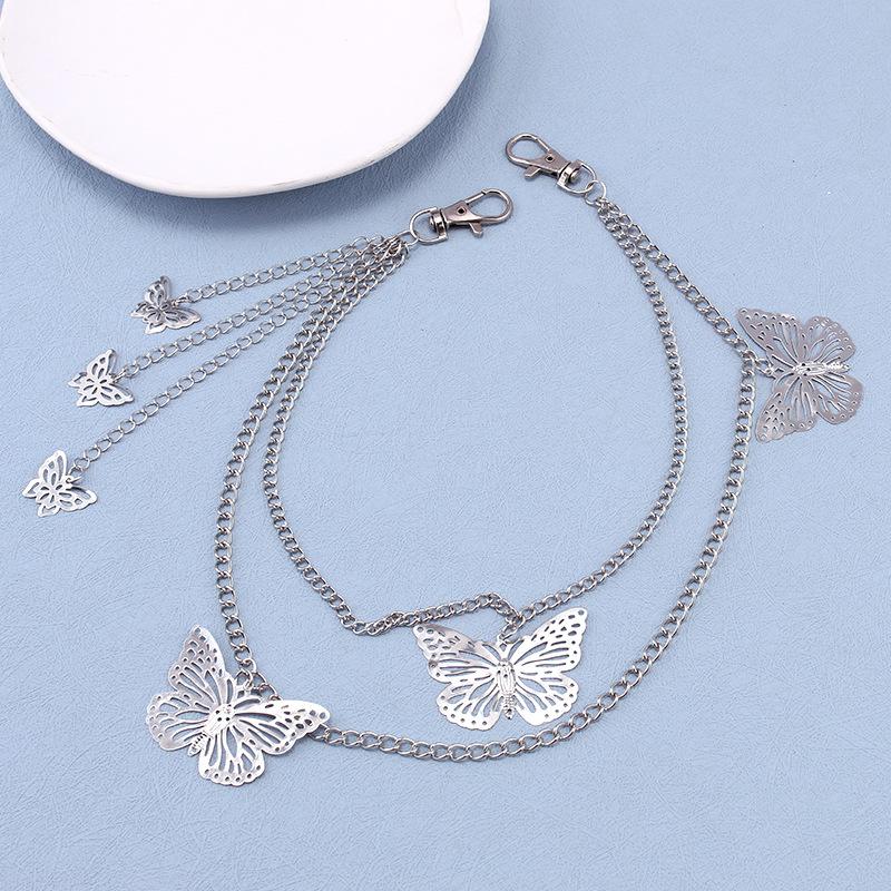 Jewelry Double Chain Butterfly Pendant Waist Chain Ladies Fashion Personality Tide Overalls Decoration