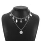 N161 Accessories Pearl Crystal Double Layer Simple Necklace Octagram Disc Temperament Necklace Female