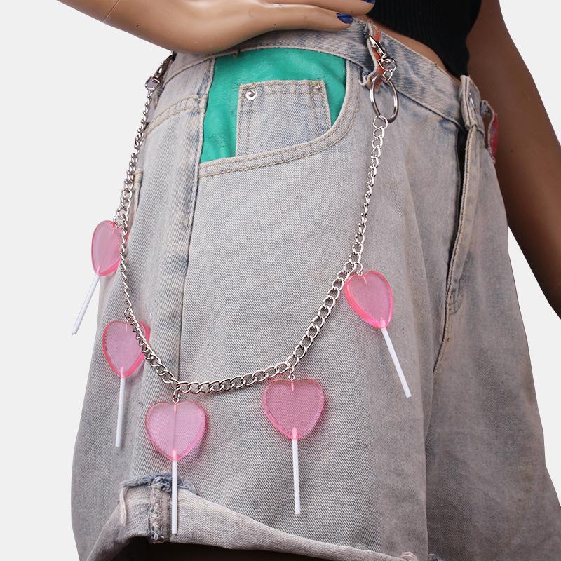 Hip-hop acrylic lollipop punk fashion metal waist chain personality popular pants chain ins