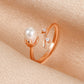 ins pearl flower ring Mori simple opening branch index finger ring niche design ring