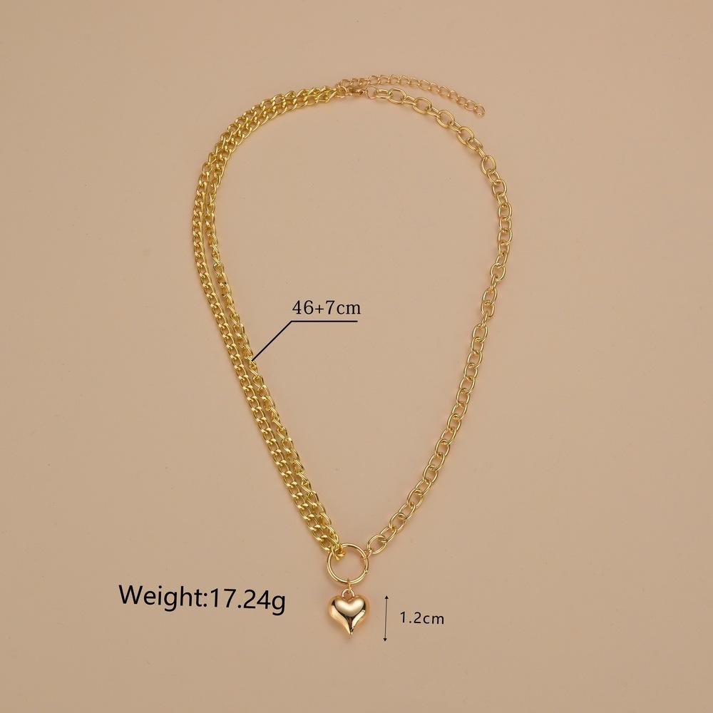 Fashion Asymmetric Chain Necklace Simple Pendant Peach Heart Necklace Accessories