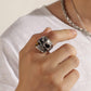 Trendy Fashion Retro Men's Creative Design Skull Rose Flower Men's Hip Hop Ring