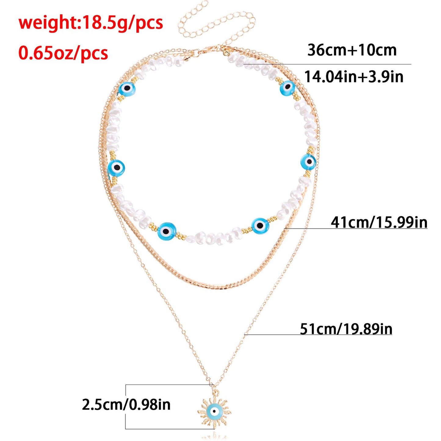 Jewelry ins multi-layer devil's eye beaded necklace female niche design imitation pearl clavicle chain