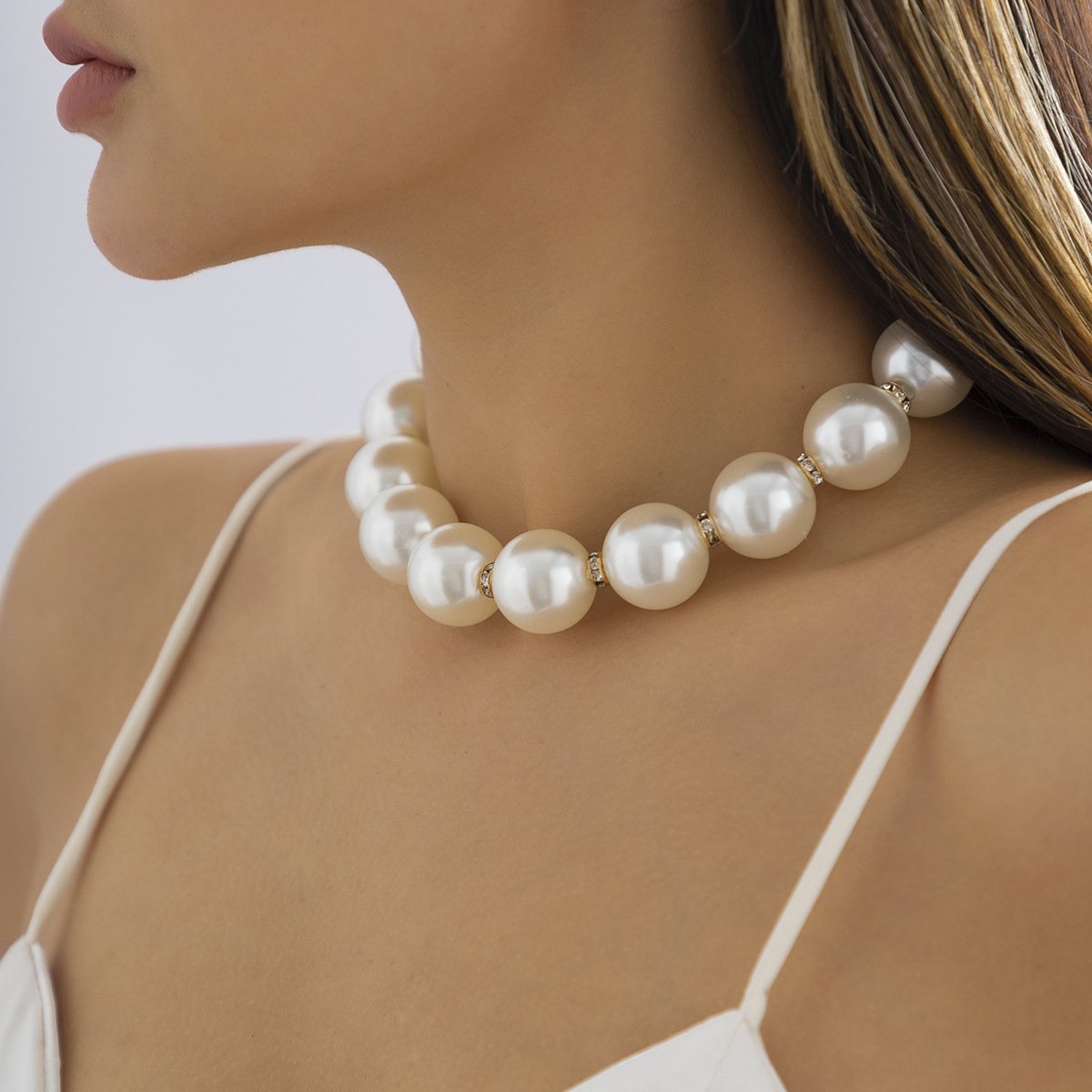Jewelry Xiaoxiang Fashion Beaded Versatile Necklace Light Luxury Rhinestone Design Imitation Pearl Necklace