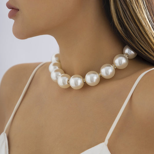 Jewelry Xiaoxiang Fashion Beaded Versatile Necklace Light Luxury Rhinestone Design Imitation Pearl Necklace