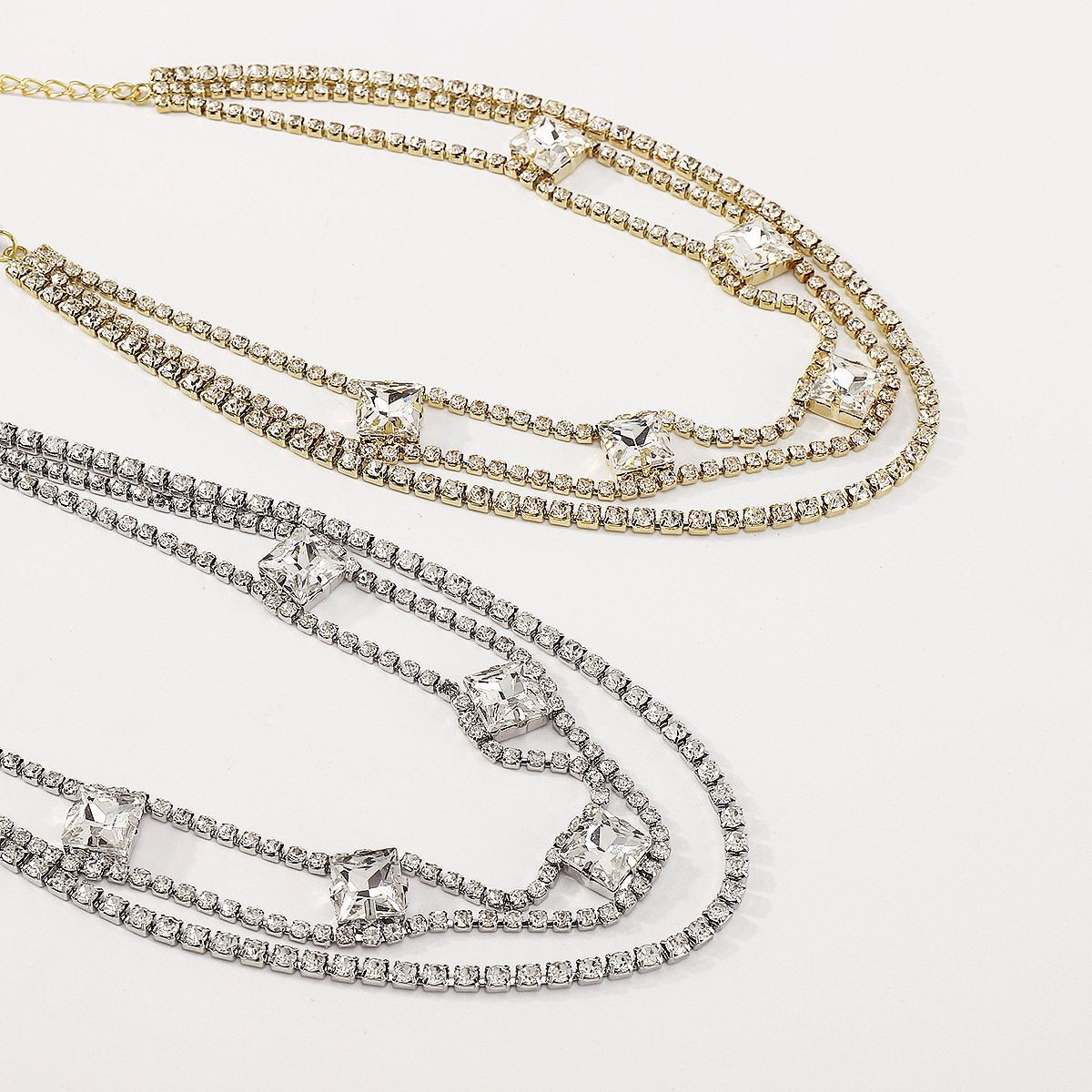 N1629 Multi-Layered Rhinestone Claw Chain Necklace Personality Trendy Small Luxurious Geometric Retro Necklace