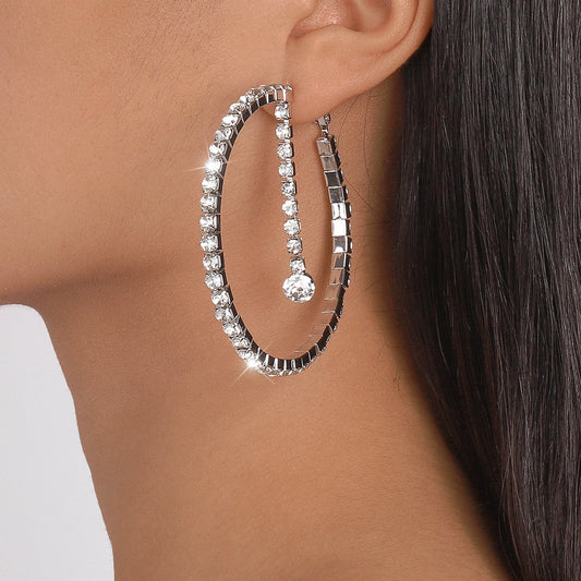 E1658 Jewelry Claw Chain Full Diamond Temperament Fashion Earring Personality Exaggerated Dinner Party Earrings