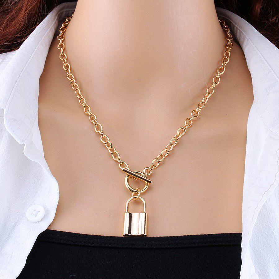 Fashion Trend Jewelry Simple Versatile OT Buckle Lock Accessories Retro Lock Necklace Female