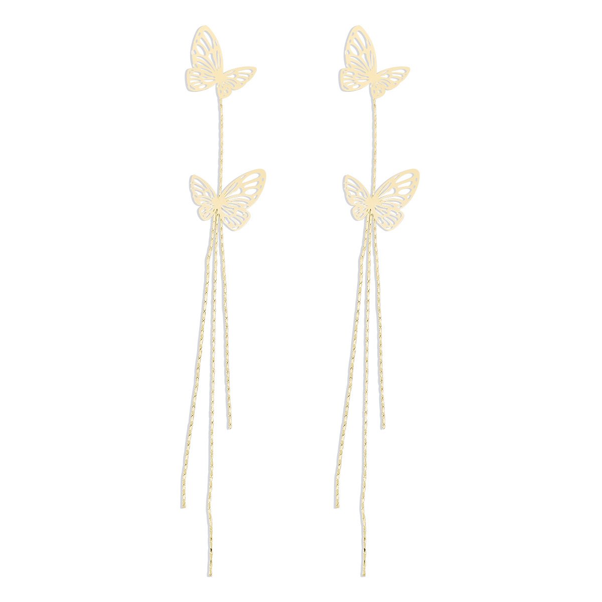 E1472 Long Tassel Fairy Earrings Hollow Butterfly Personality Creative Earrings Retro Exaggerated Earrings
