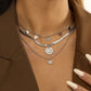 Jewelry Retro Metal Sequin Portrait Tag Necklace Hip Hop Simple Geometric Snake Bone Chain Necklace