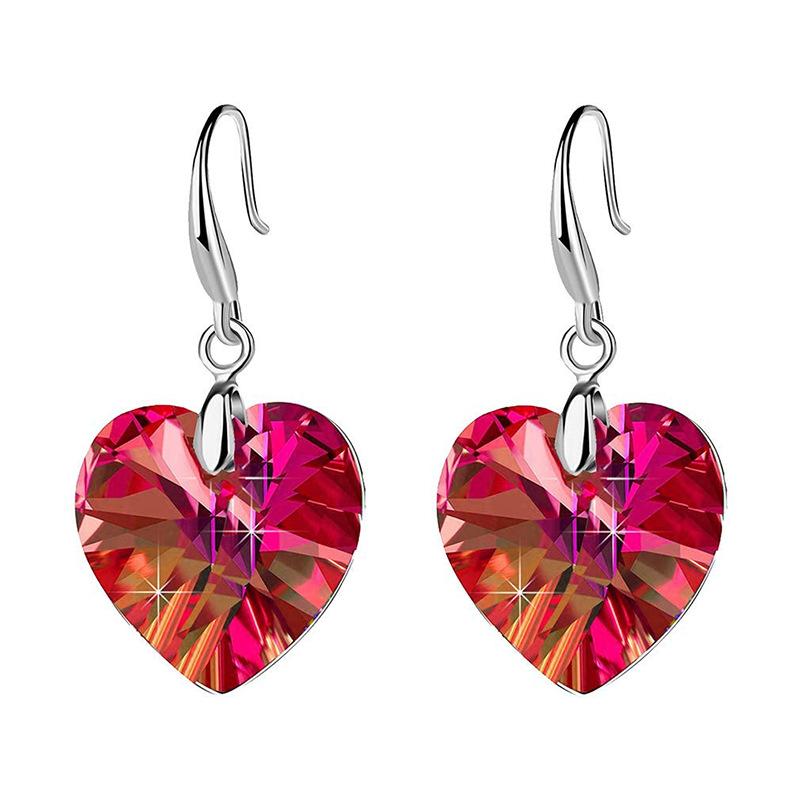 Ocean Star Love Pendant Earrings Female Crystal Tourmaline Earrings Peach Heart Rhinestone Earrings Gift