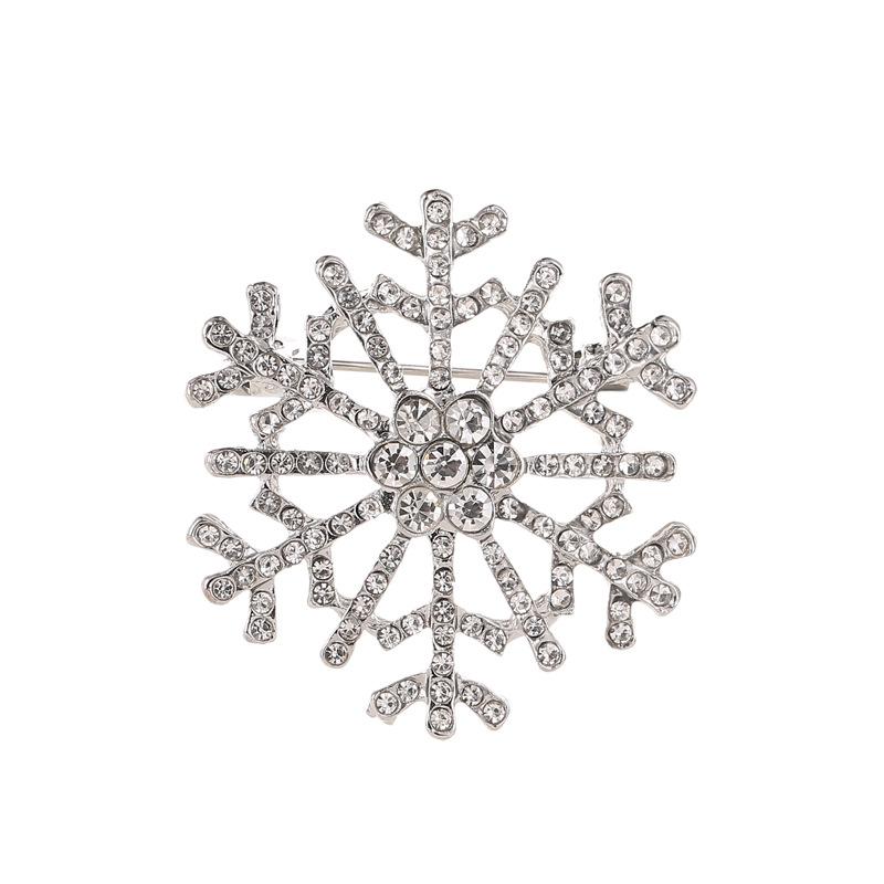 Temperament Diamond Corsage Pin Christmas Style Creative Snowflake Brooch Fashion Metal Pin Clothing Accessories