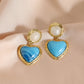 Explosive retro women's turquoise love pendant earrings temperament fashion luminous stone earrings jewelry