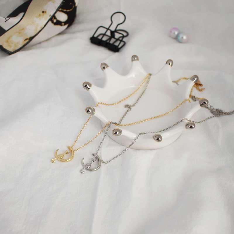 Jewelry Cute Moon Kitten Necklace Female Pendant Clavicle Chain