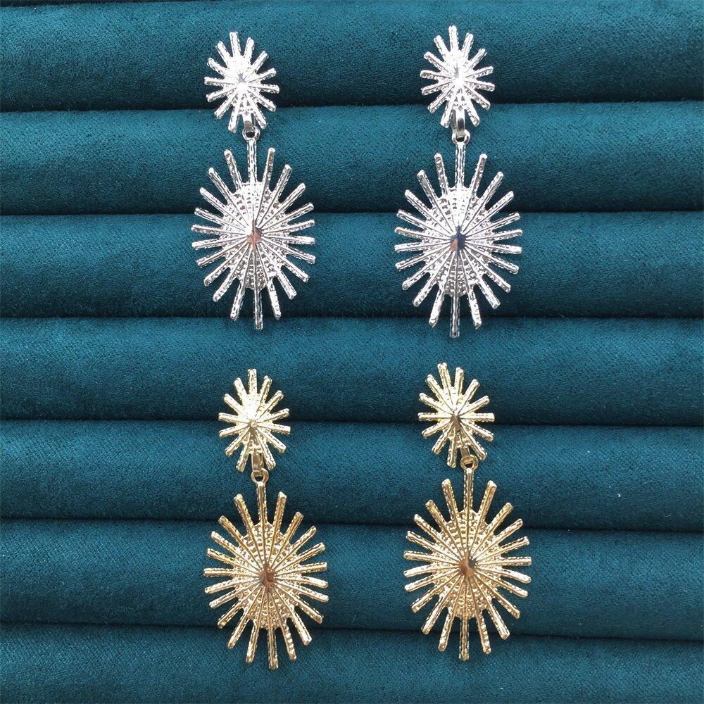 Summer Geometric Double Layer Oval Fence Fried Hair Stud Earrings Night Party Devil Eye Ornament