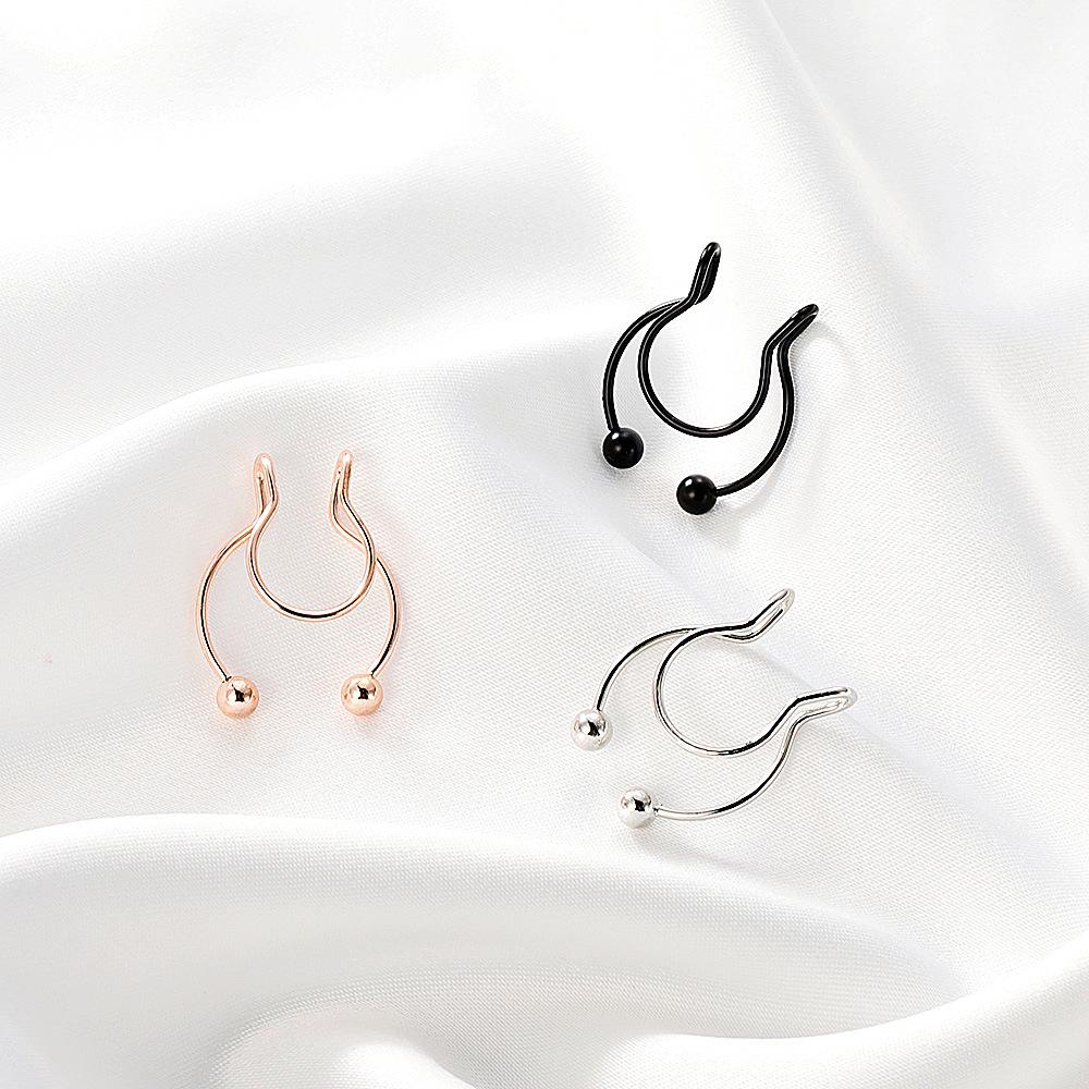 Stainless steel nose clip ins U-shaped non-perforated nose nail nose ring piercing jewelry for men and women