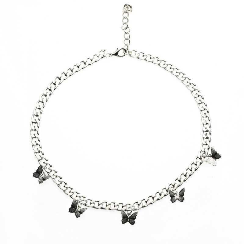 Ins multiple titanium steel butterfly necklace women's trendy temperament niche design indifferent collarbone chain