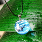 Ins creative handmade jewelry blue sky and white clouds eagle mountain luminous resin necklace