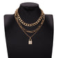 Jewelry thick chain multi-layer necklace punk temperament diamond padlock pendant multi-layer clavicle chain
