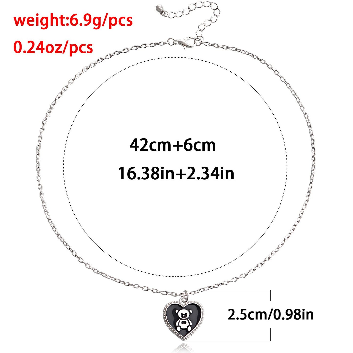 Jewelry simple single-layer black love bear pendant necklace female necklace does not fade