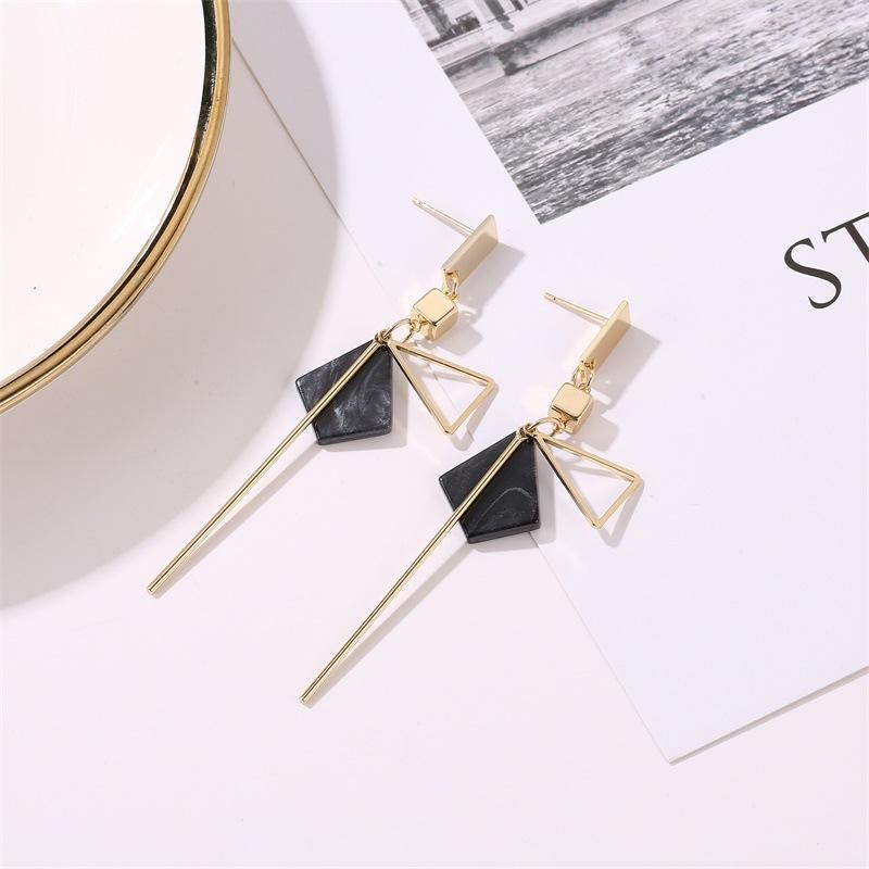 Fashion Net Red Tassel Earrings Acetate Plate Geometric Stud Earrings Cold Long Triangular Earrings