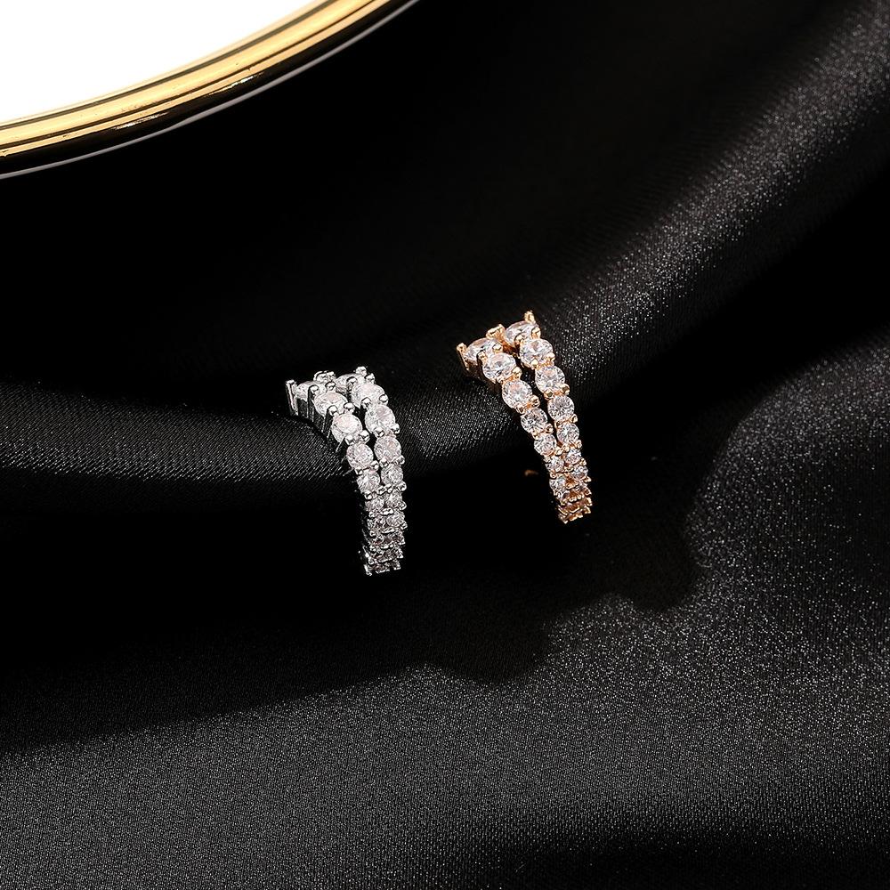 Personalized pierced earrings, double-layer temperament, micro-inlaid zircon ear bone clip, fashionable and sexy ear accessories