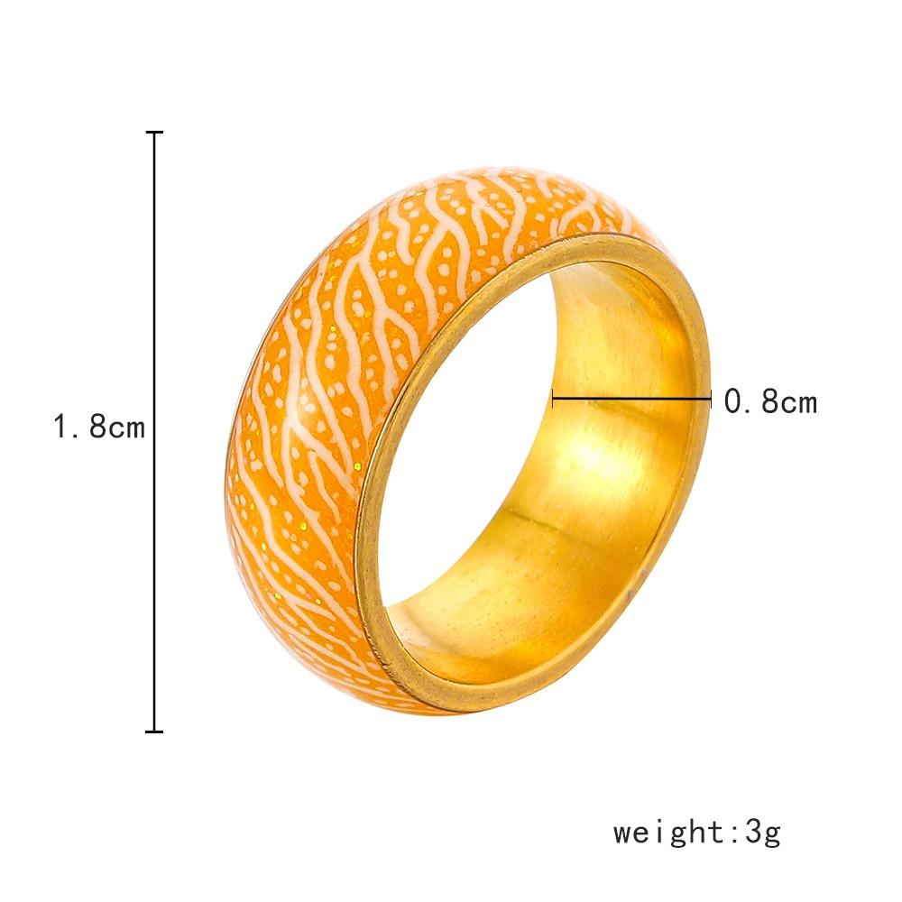 Fashionable original design simple stainless steel golden resin luminous forest crack creative ring